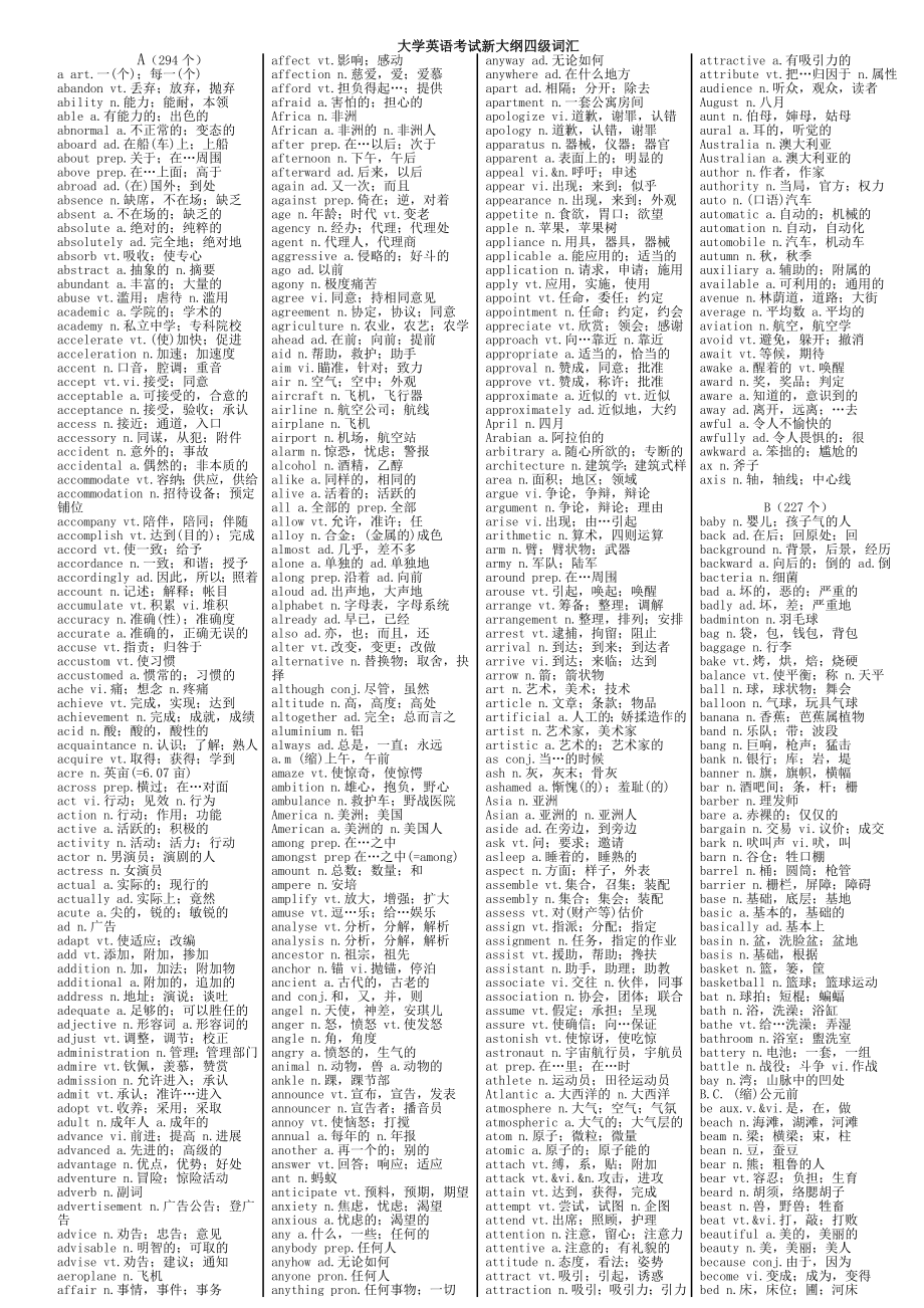 英语四级4000必考词汇-图1