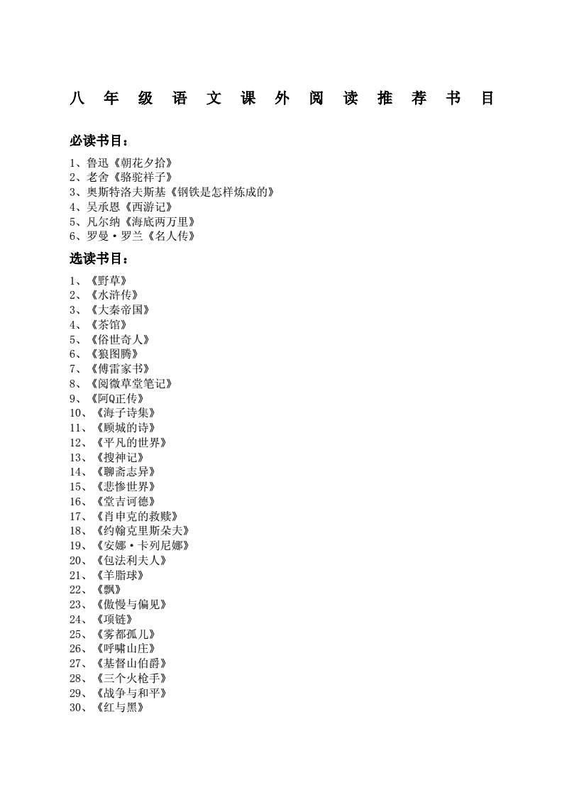 初二必读课外书推荐书目-图1