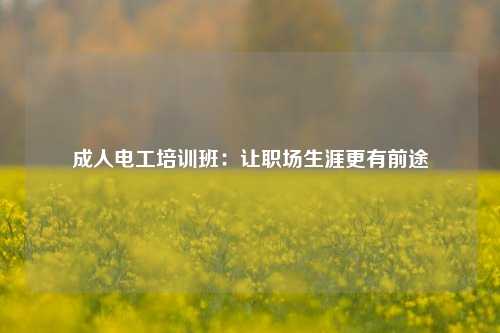 成人电工培训班：让职场生涯更有前途-图1